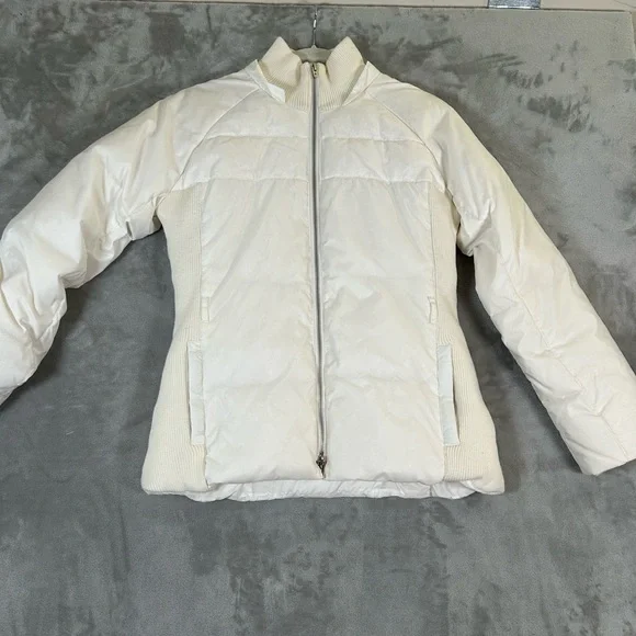 Bebe sport white down filled puffer jacket with rabbit fur lined removable hood - Picture 14 of 16